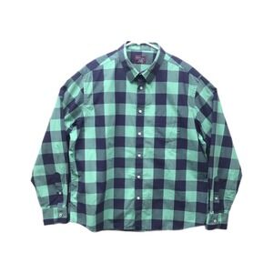 UNTUCKit Button Up Shirt Men's Relaxed Fit Green/Blue Check Plaid - XL